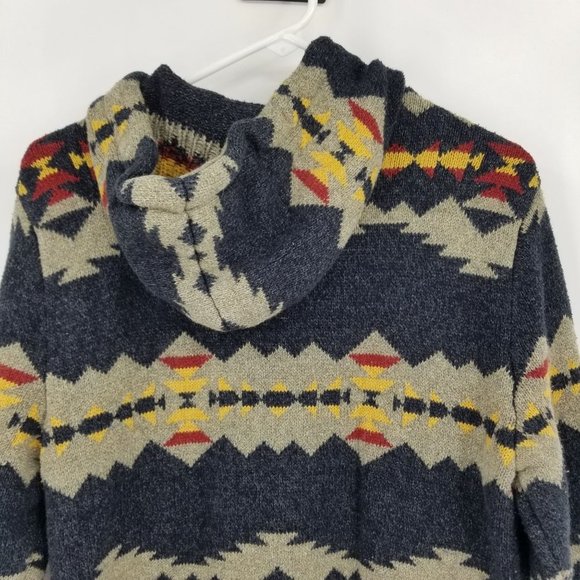 American Eagle Long Sleeved Aztec Hooded Sweater Pullover Size Medium - Picture 8 of 11
